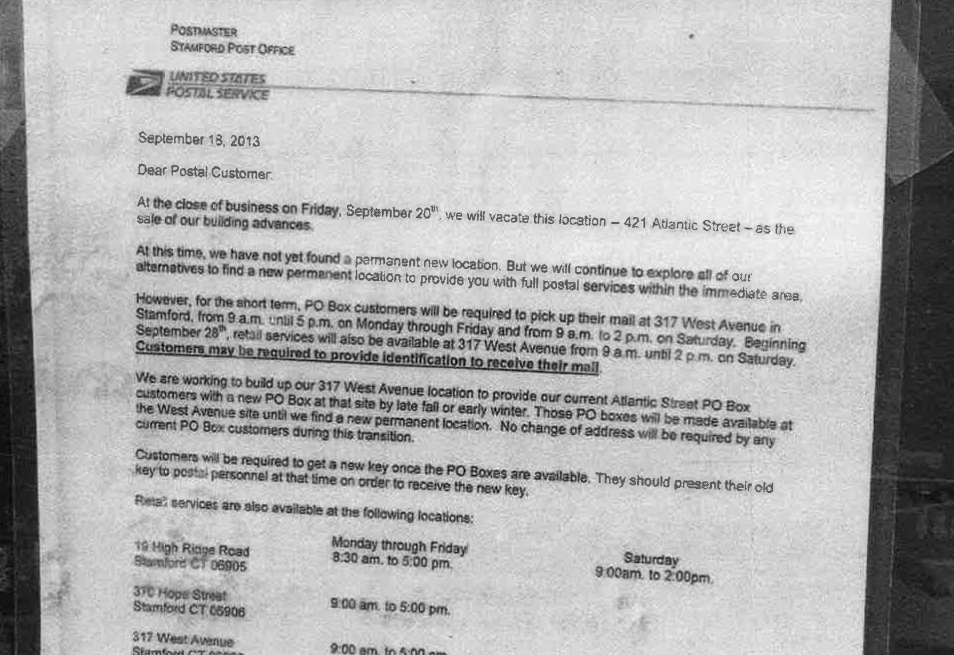 Why did the Stamford post office close? Conflicting answers, disturbing questions Save the